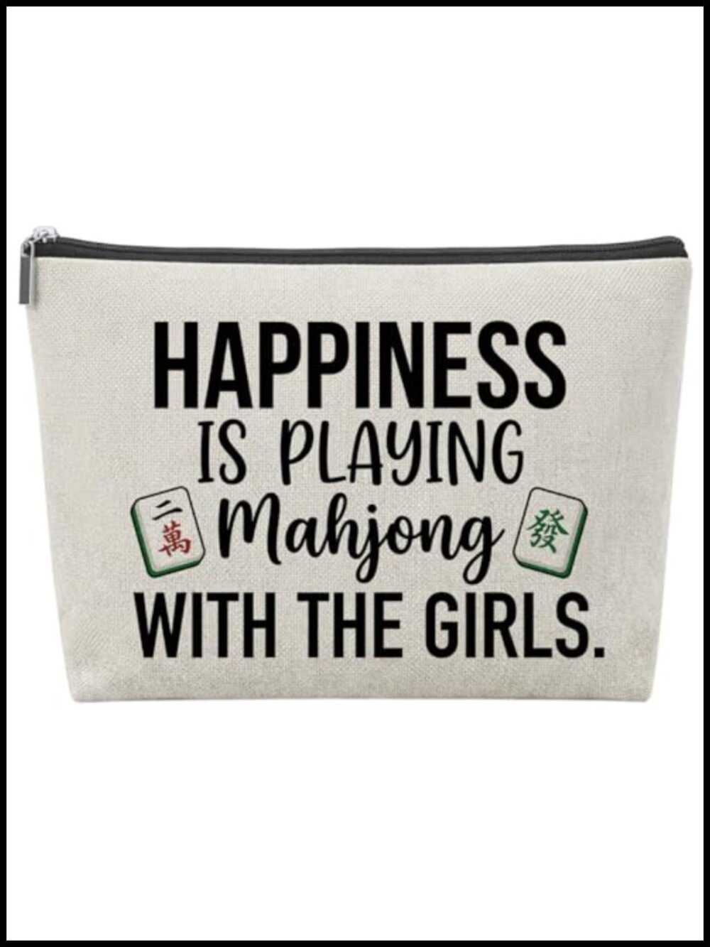 Mahjong Tile Storage Bag Linen Lining Zippered Travel Organizer
